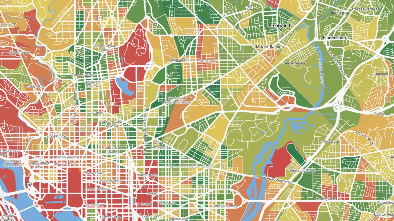 Brentwood, Washington, DC Map of Arson Rates