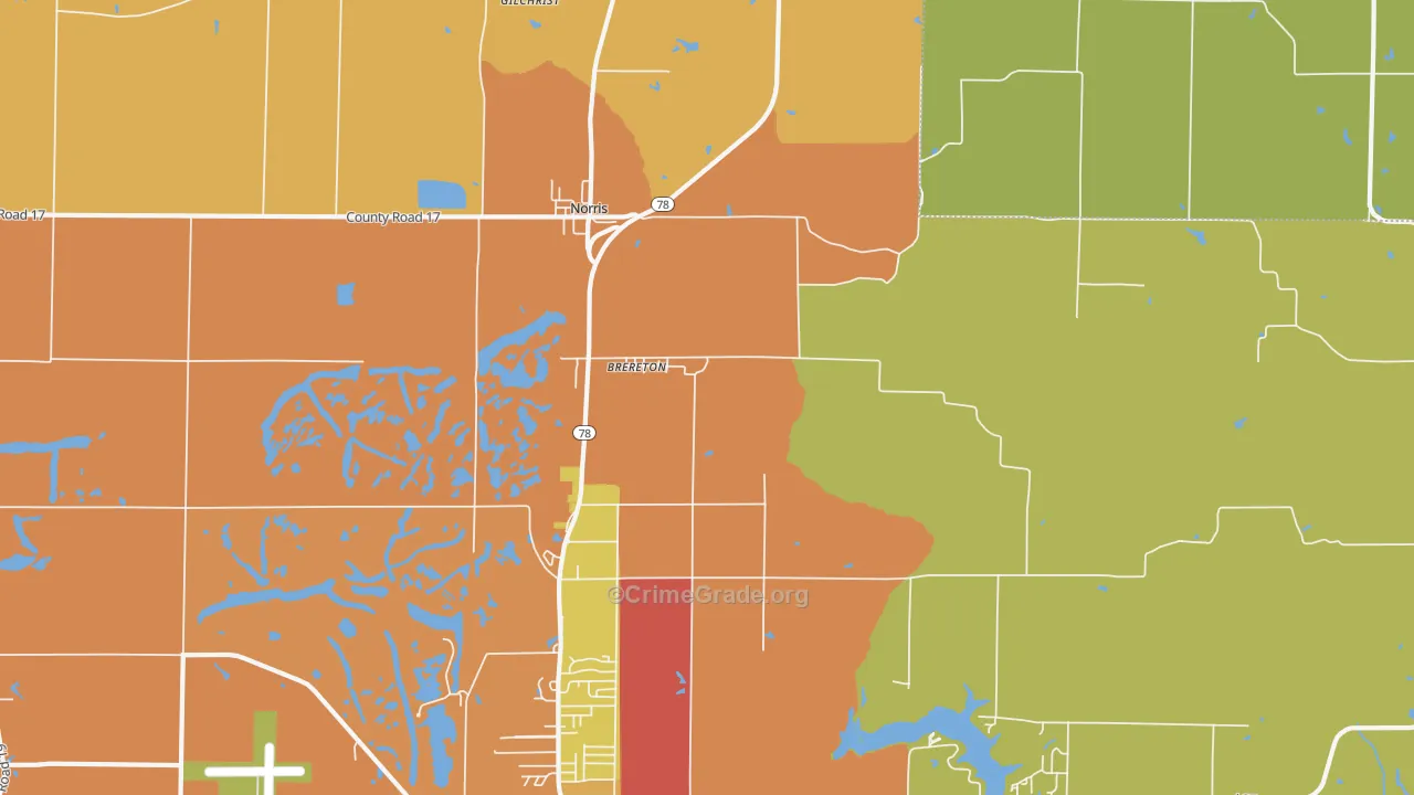 Brereton, IL Map of Arson Rates
