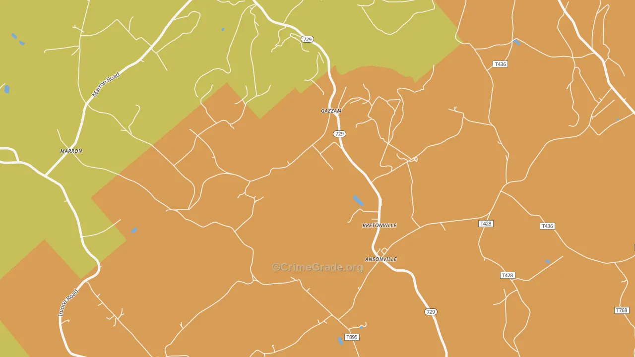 Bretonville, PA Map of Arson Rates