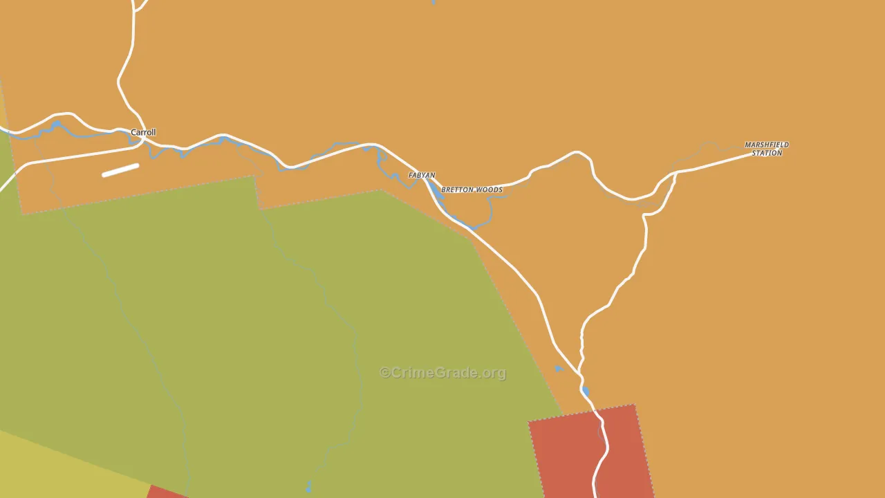 Bretton Woods, NH Map of Arson Rates