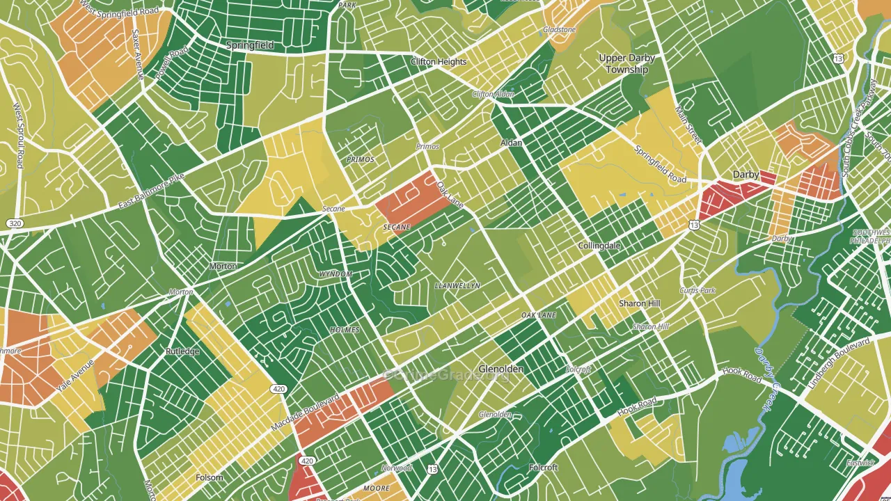 Briarcliffe, Glenolden, PA Map of Arson Rates