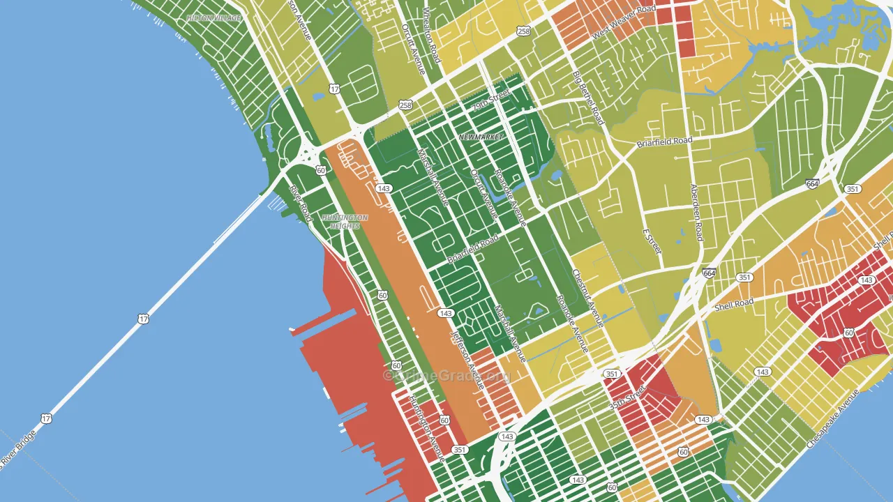 Briarfield, Newport News, VA Map of Arson Rates