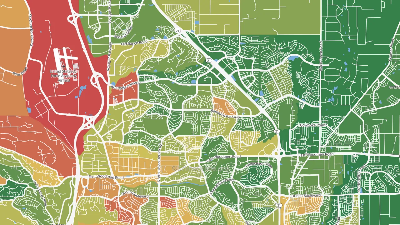 Briargate, Colorado Springs, CO Map of Arson Rates