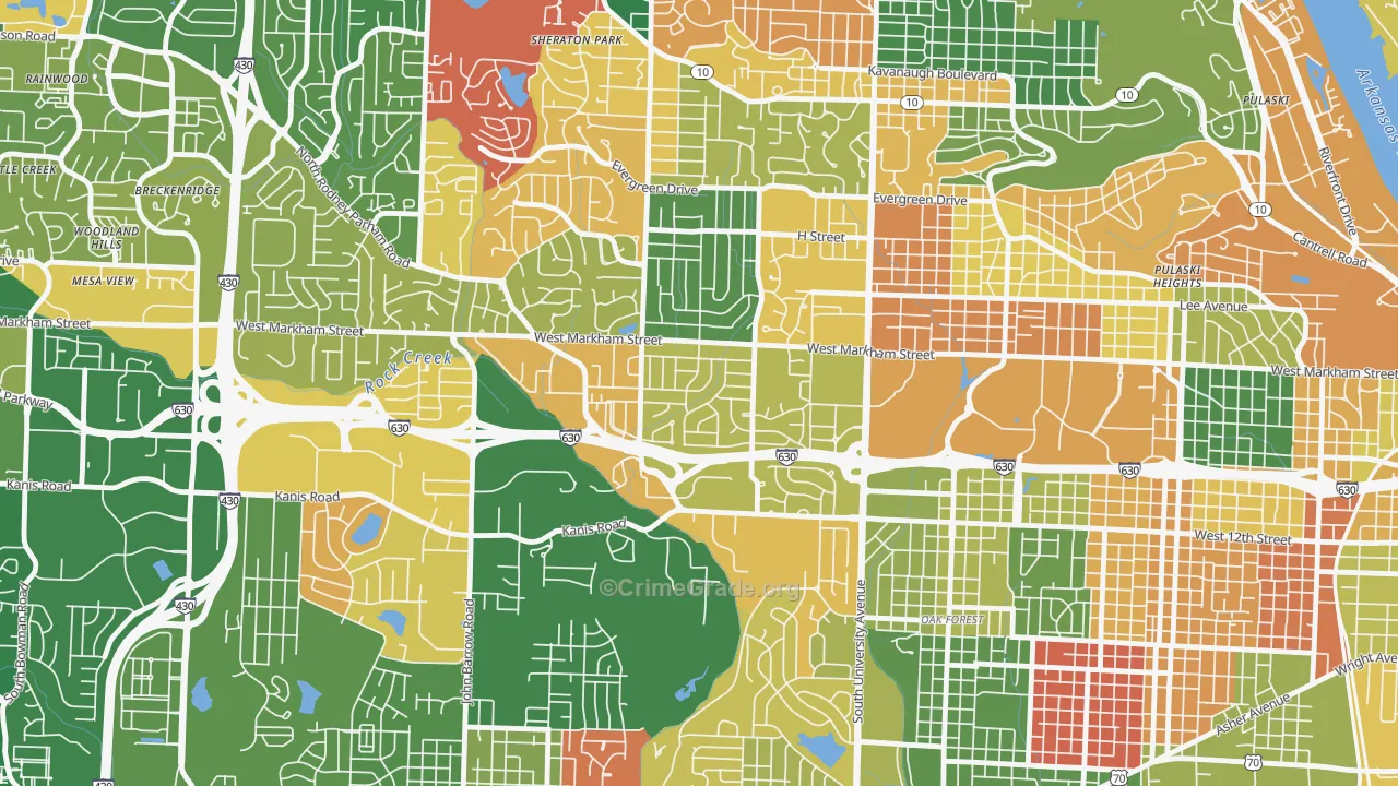 Briarwood, Little Rock, AR Map of Arson Rates