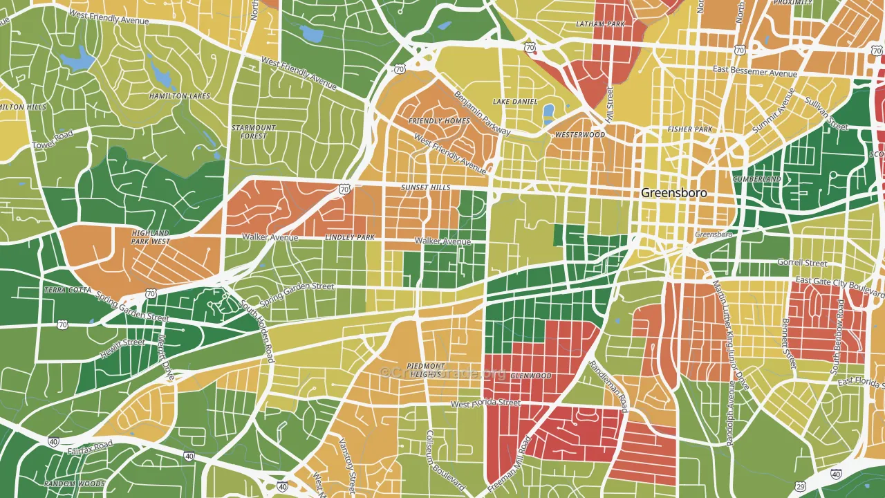 Brice Street Area, Greensboro, NC Map of Arson Rates