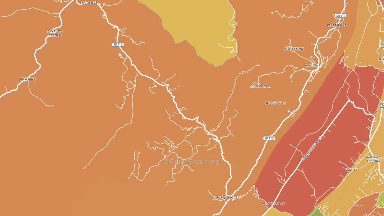 Briceville, TN Map of Arson Rates