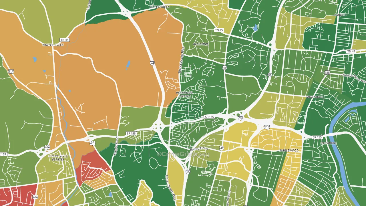 Brick Church Bellshire, Nashville, TN Map of Arson Rates