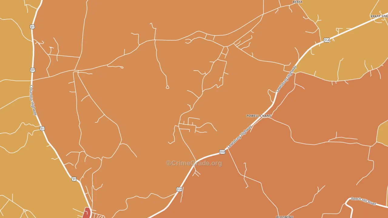 Brick Church, TN Map of Arson Rates