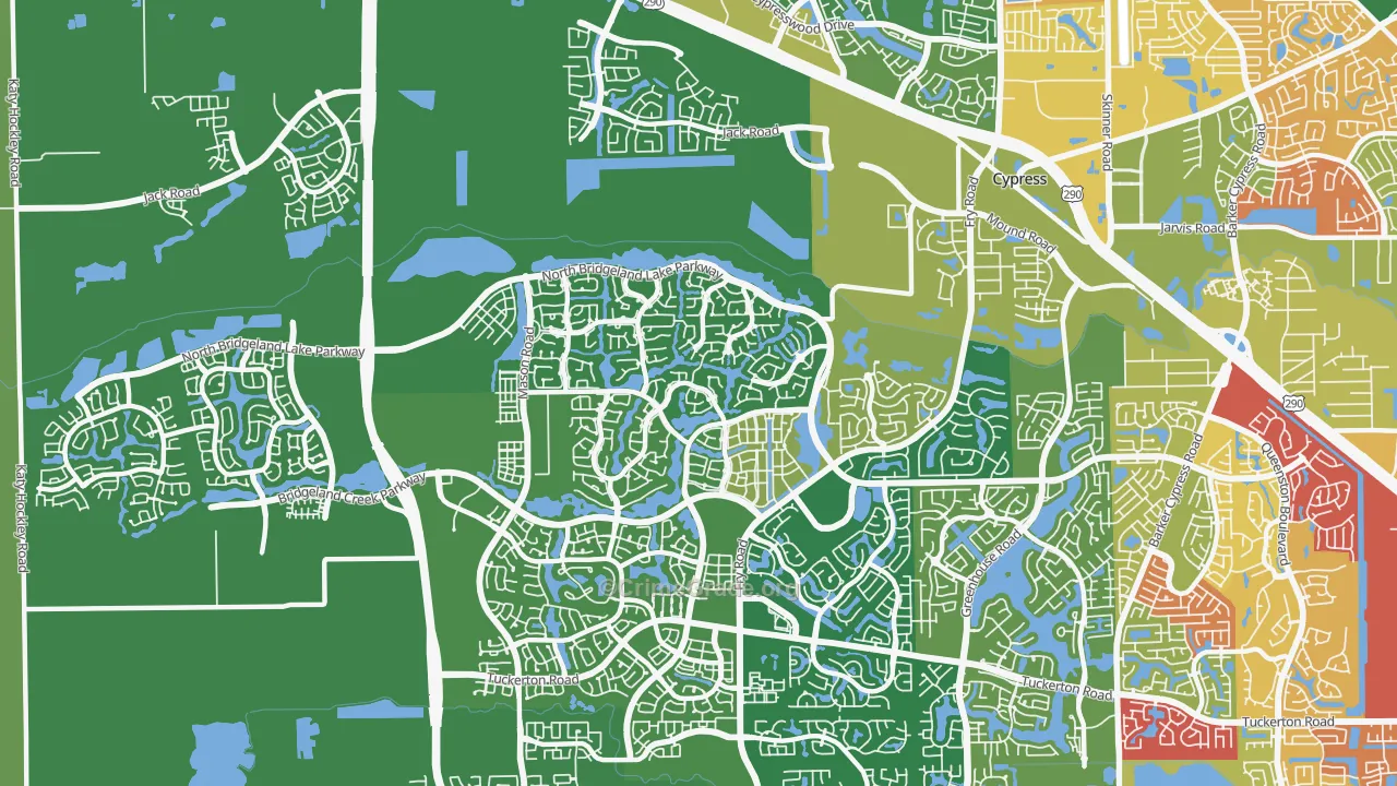 Bridgeland, Cypress, TX Map of Arson Rates