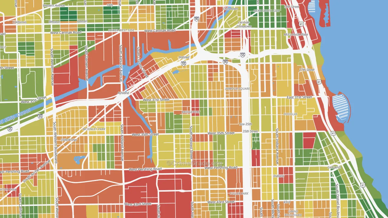 Bridgeport, Chicago, IL Map of Arson Rates