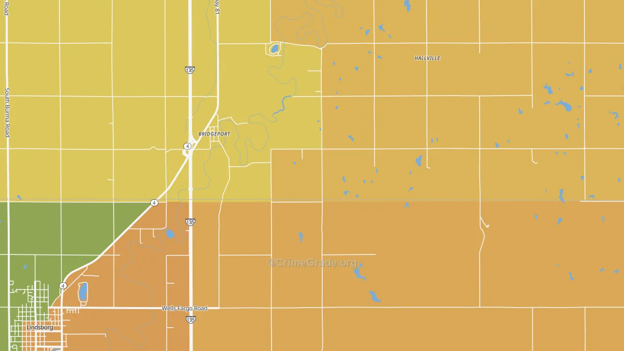 Bridgeport, KS Map of Arson Rates