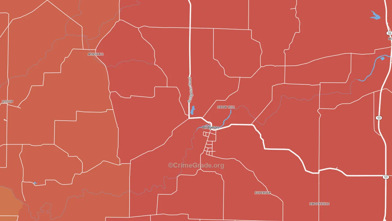 Bridgeton, IN Map of Arson Rates