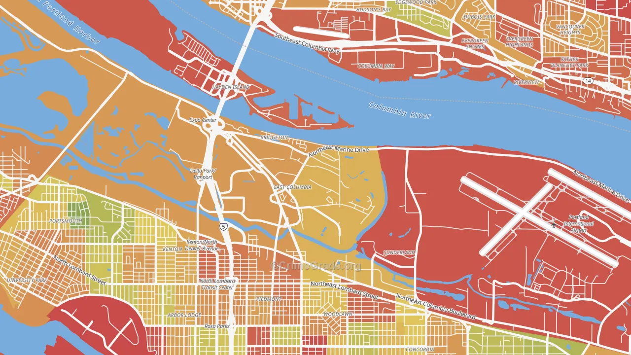 Bridgeton, Portland, OR Map of Arson Rates