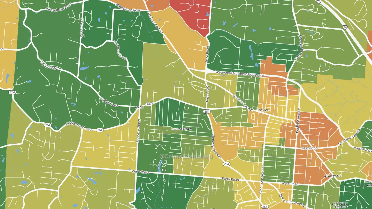 Bridgetown North, Cincinnati, OH Map of Arson Rates