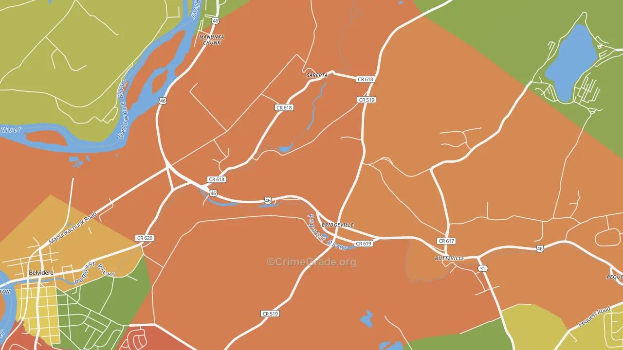 Bridgeville, NJ Map of Arson Rates
