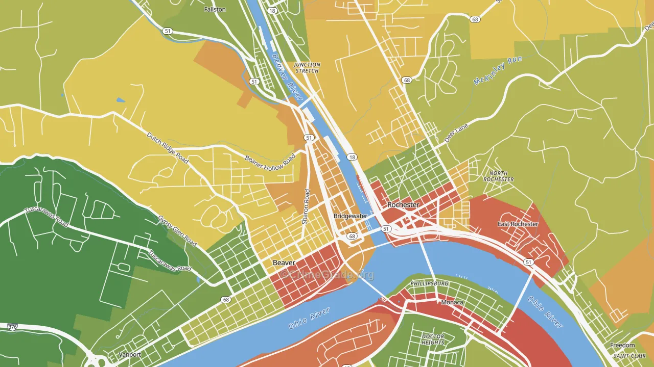 Bridgewater, PA Map of Arson Rates