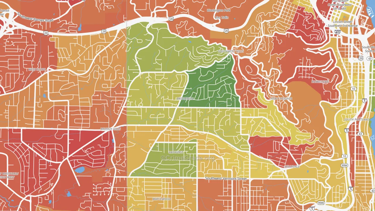 Bridlemile, Portland, OR Map of Arson Rates