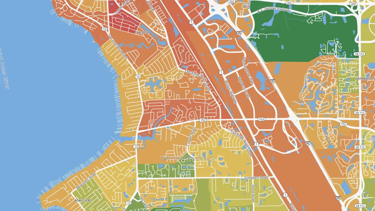Brierwood, Jacksonville, FL Map of Arson Rates