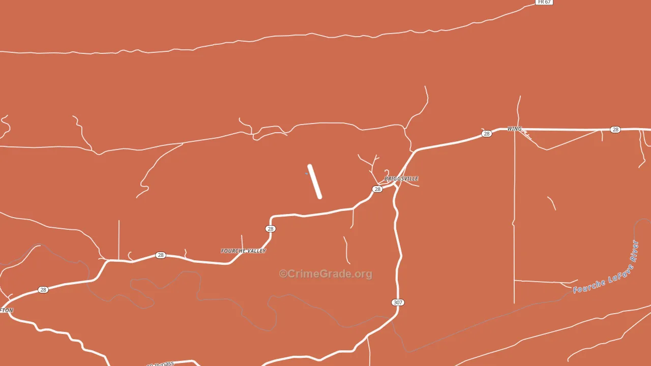 Briggsville, AR Map of Arson Rates