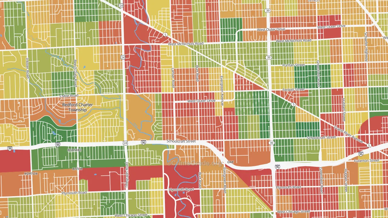 Brightmoor, Detroit, MI Map of Arson Rates