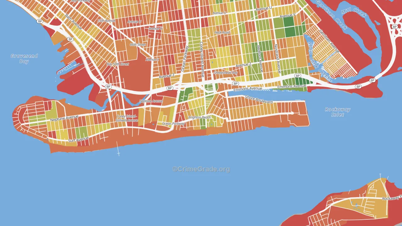 Brighton Beach, Brooklyn, NY Map of Arson Rates