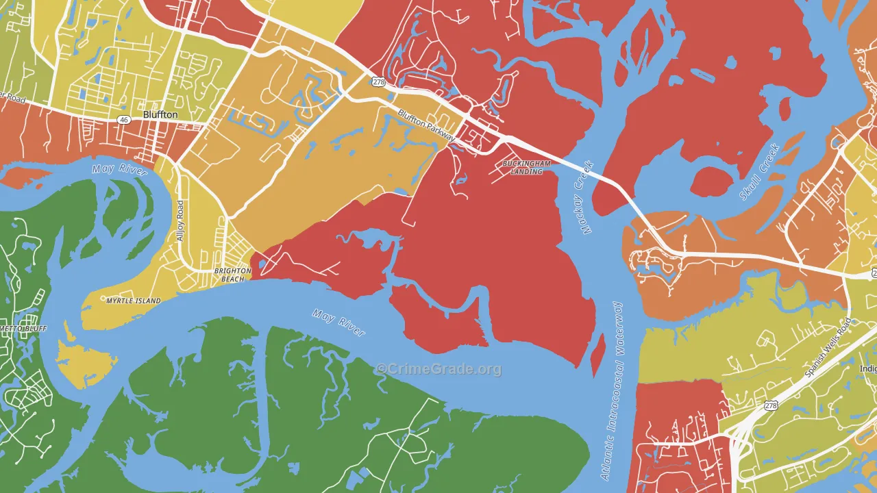 Brighton Beach, SC Map of Arson Rates