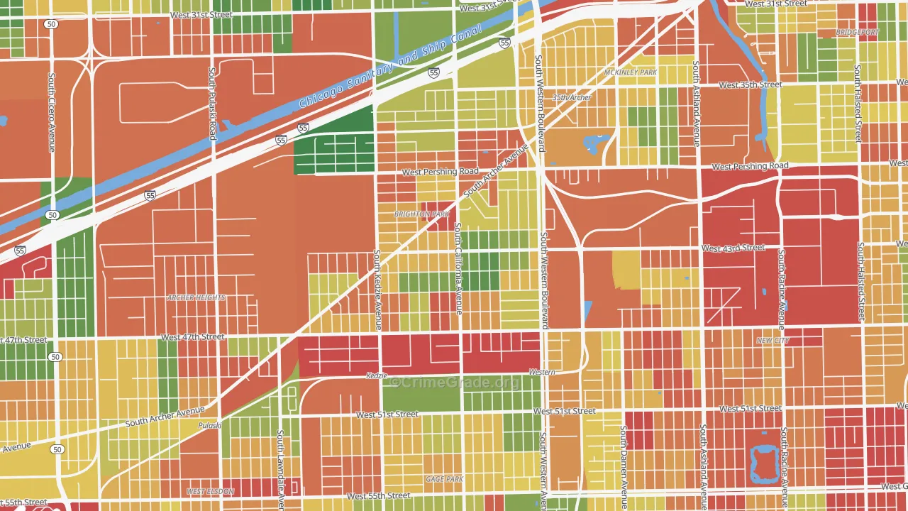 Brighton Park, Chicago, IL Map of Arson Rates