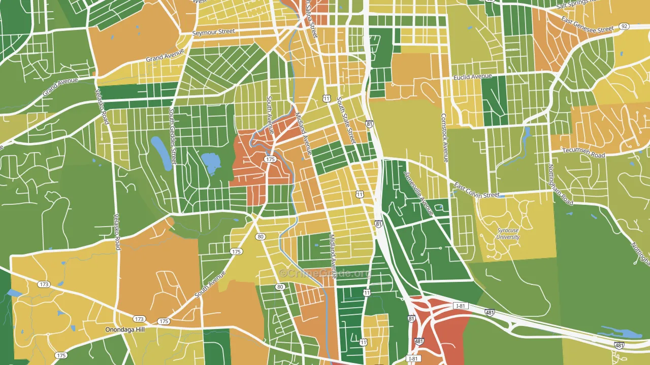 Brighton, Syracuse, NY Map of Arson Rates