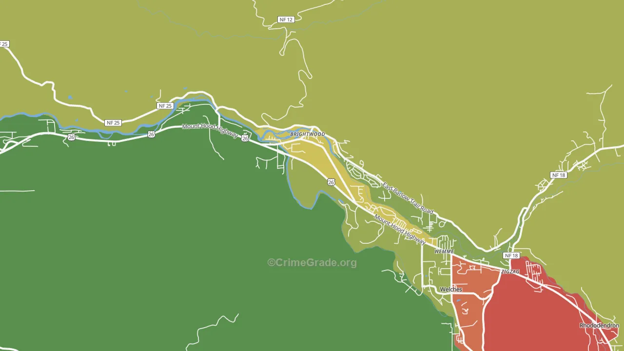 Brightwood, OR Map of Arson Rates