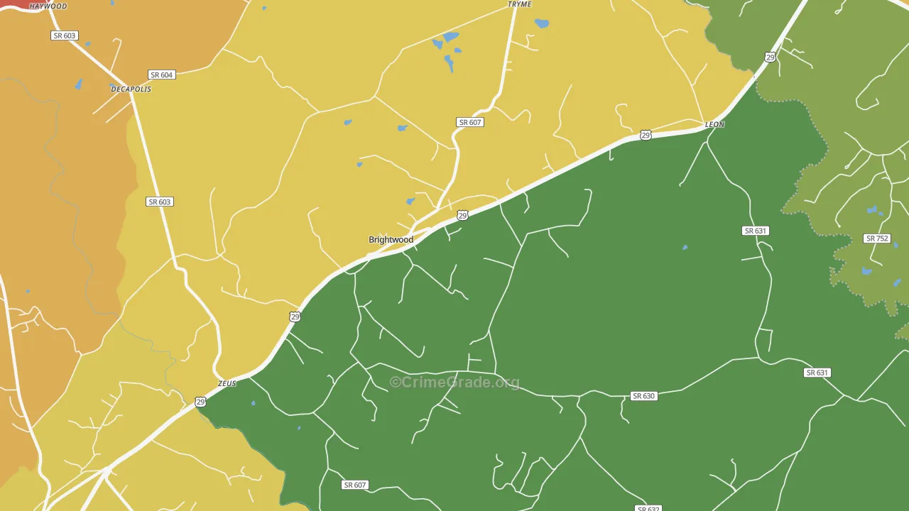 Brightwood, VA Map of Arson Rates