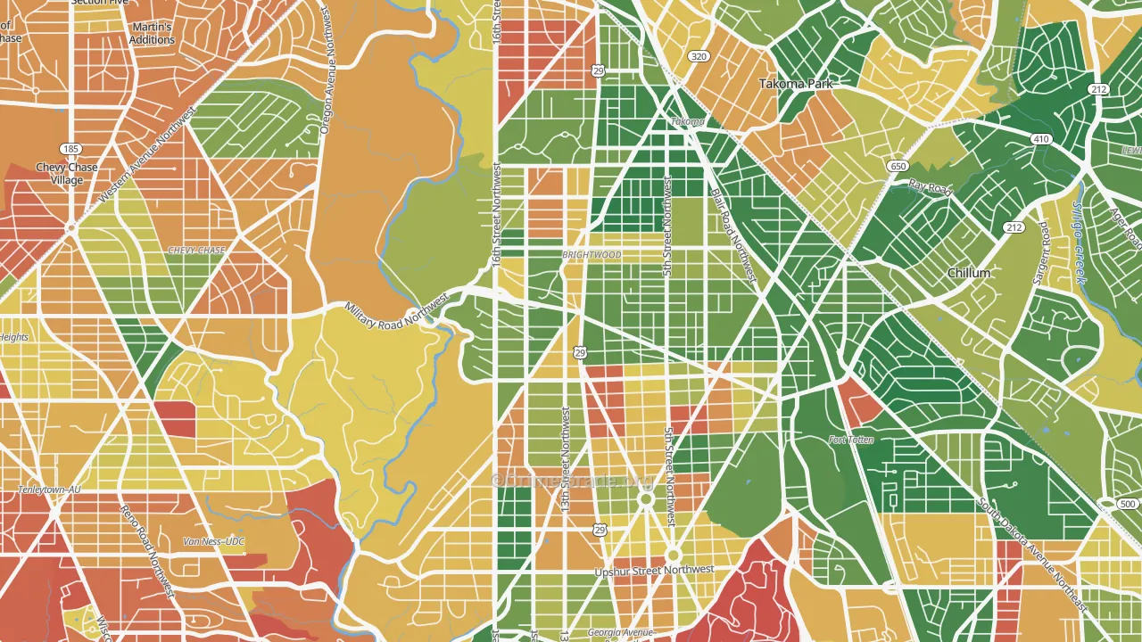 Brightwood, Washington, DC Map of Arson Rates