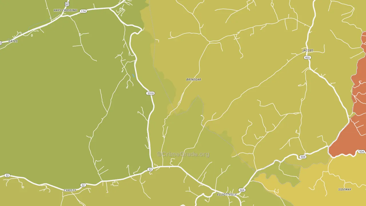 Brinegar, KY Map of Arson Rates