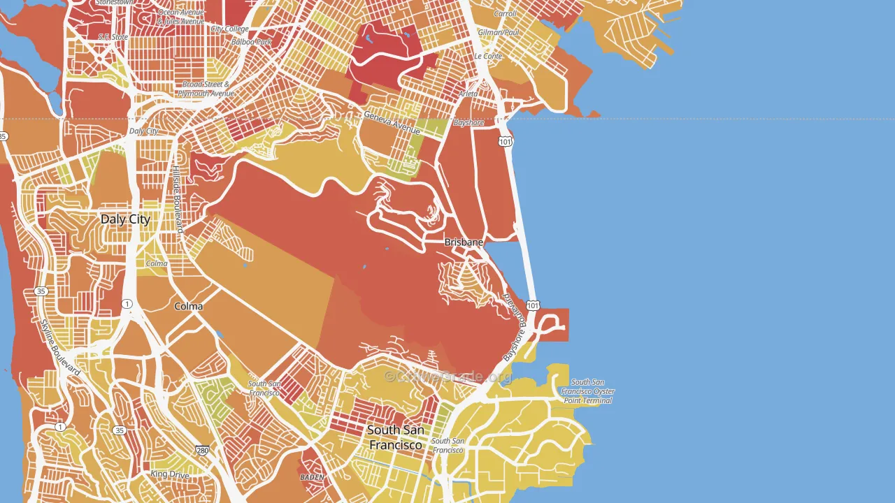 Brisbane, CA Map of Arson Rates