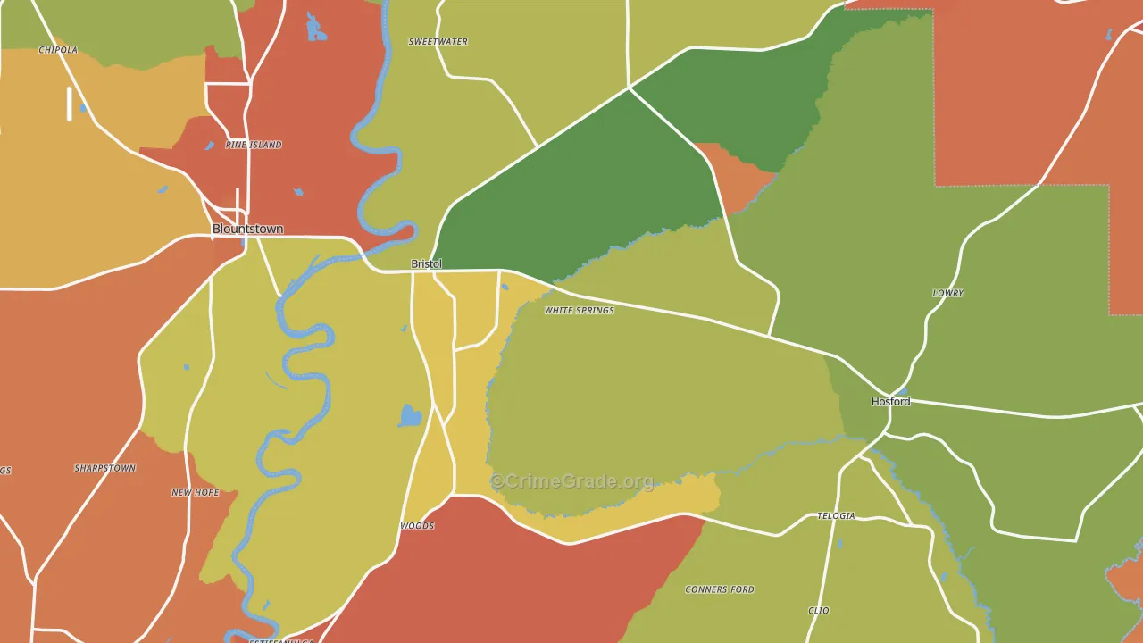 Bristol, FL Map of Arson Rates