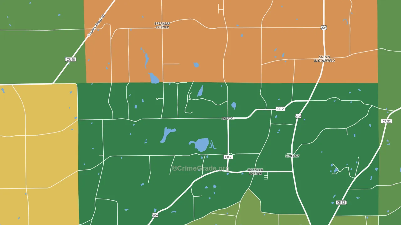 Bristol, NY Map of Arson Rates