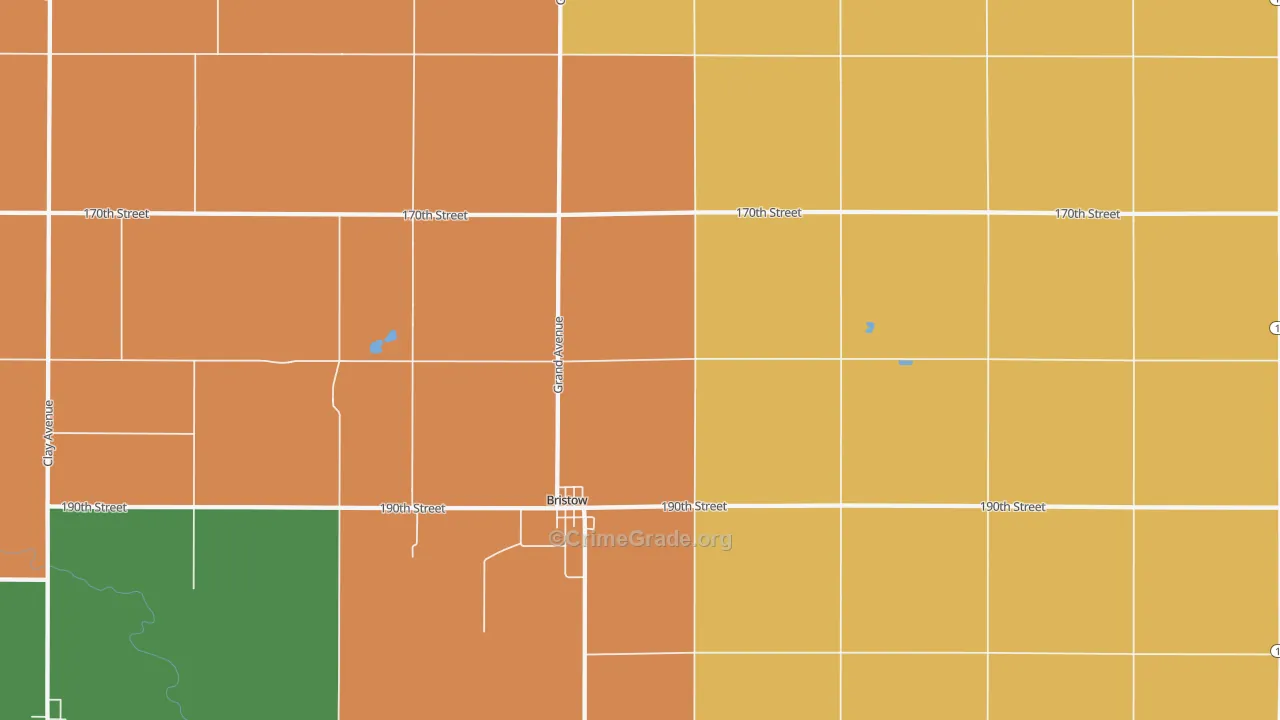Bristow, IA Map of Arson Rates