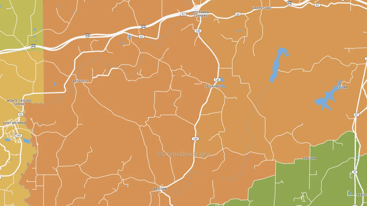 Bristow, IN Map of Arson Rates