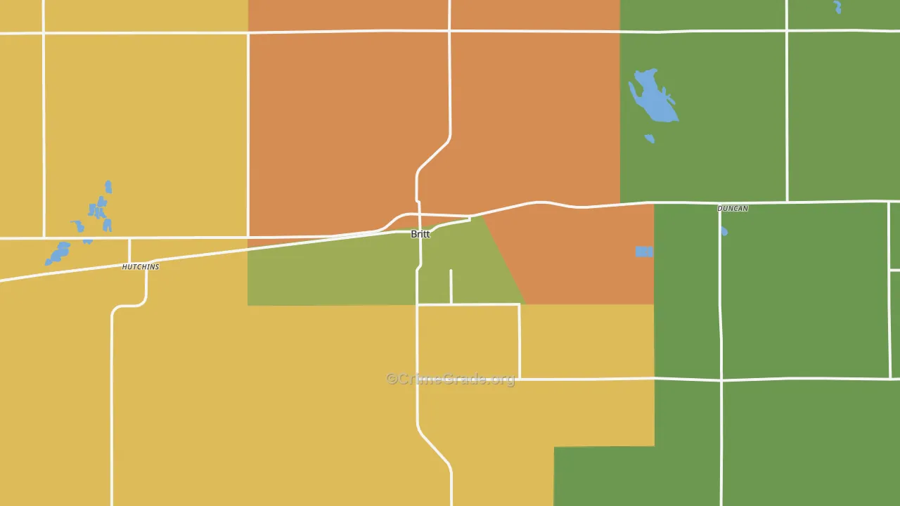 Britt, IA Map of Arson Rates
