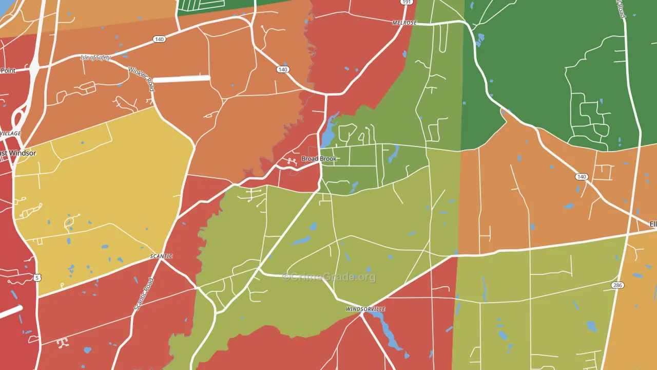Broad Brook, CT Map of Arson Rates