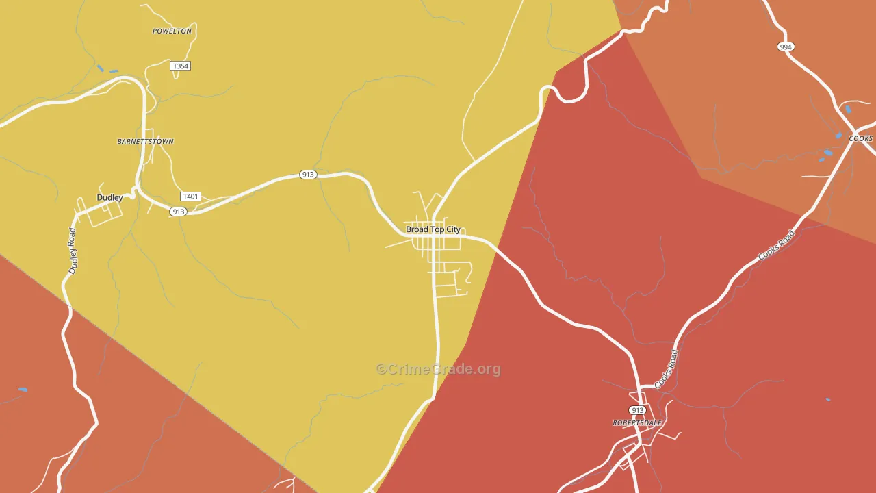 Broad Top City, PA Map of Arson Rates