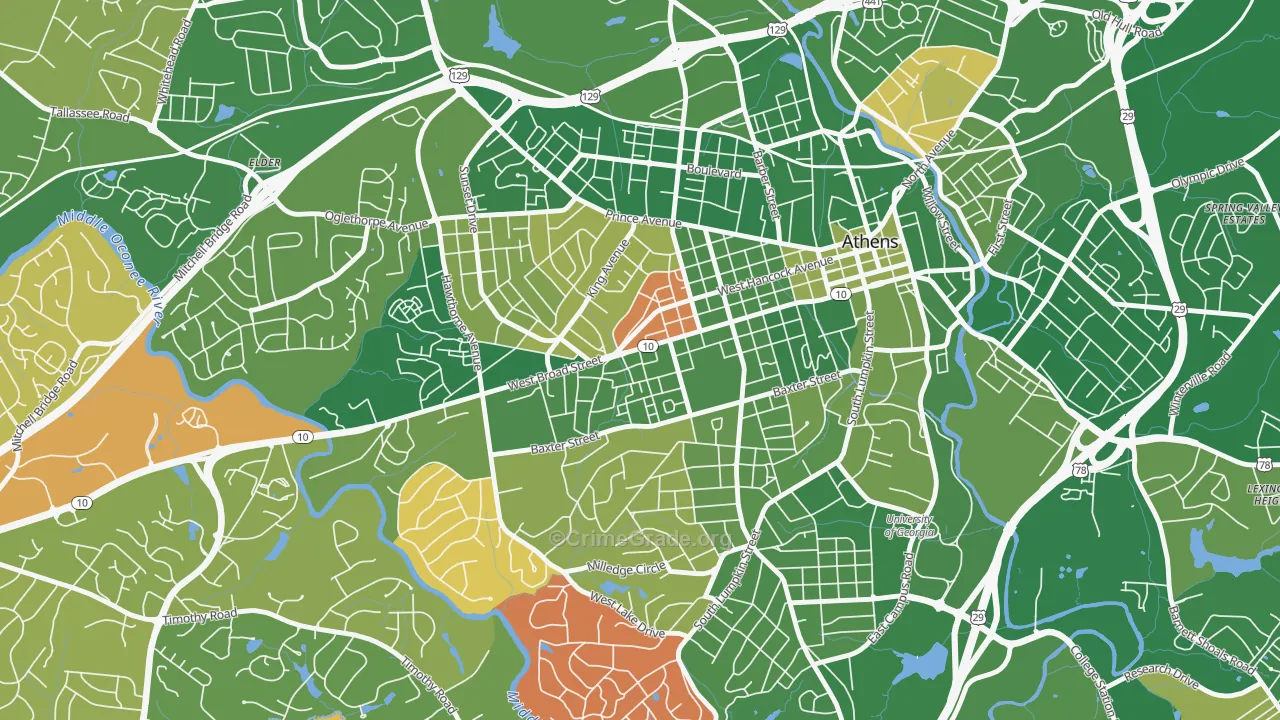 Broadacres Homes, Athens, GA Map of Arson Rates