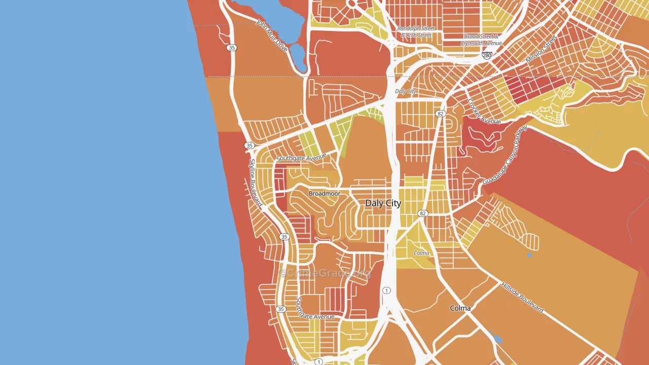 Broadmoor, Daly City, CA Map of Arson Rates