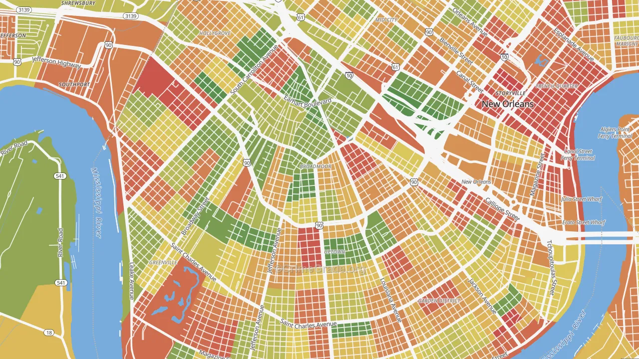 Broadmoor, New Orleans, LA Map of Arson Rates