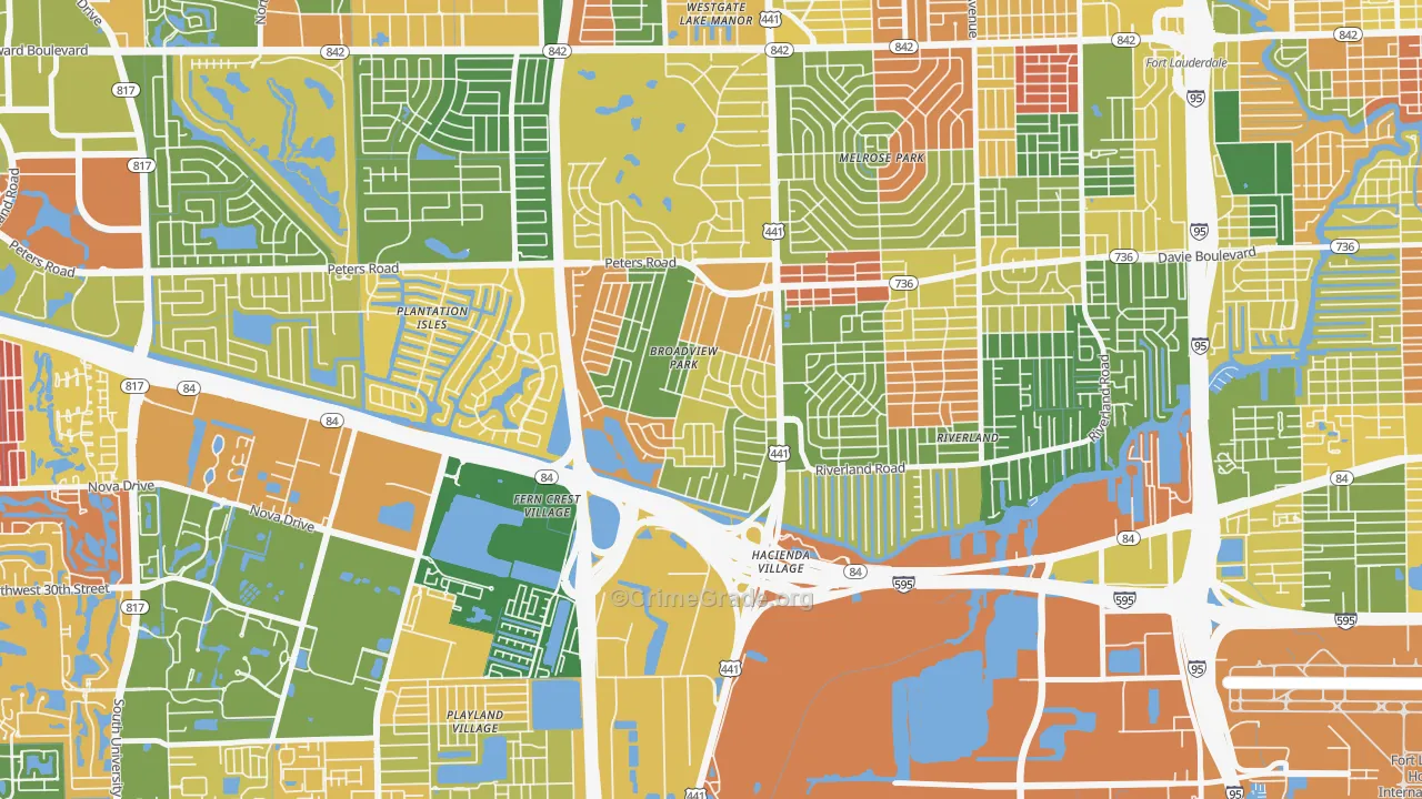 Broadview Park, Fort Lauderdale, FL Map of Arson Rates