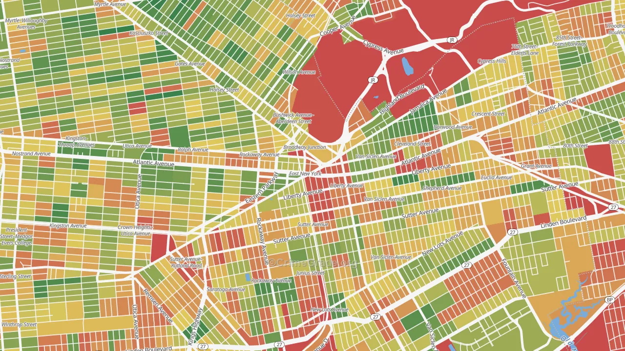 Broadway Junction, Brooklyn, NY Map of Arson Rates
