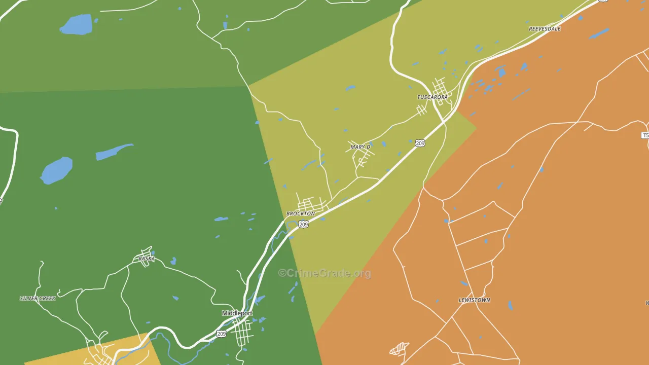 Brockton, PA Map of Arson Rates