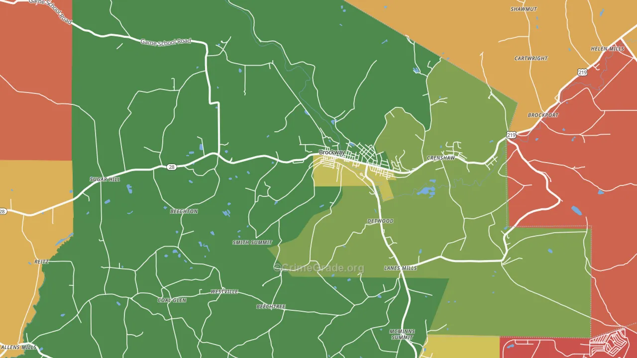 Brockway, PA Map of Arson Rates