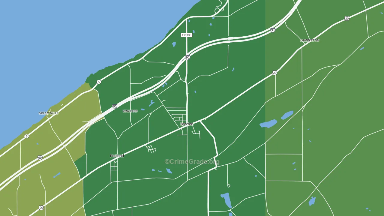Brocton, NY Map of Arson Rates