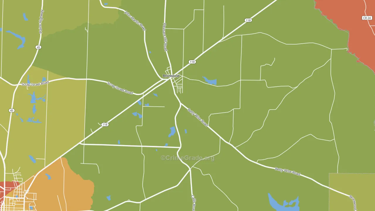 Bronwood, GA Map of Arson Rates