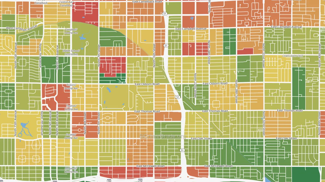 Bronze Boot, Phoenix, AZ Map of Arson Rates